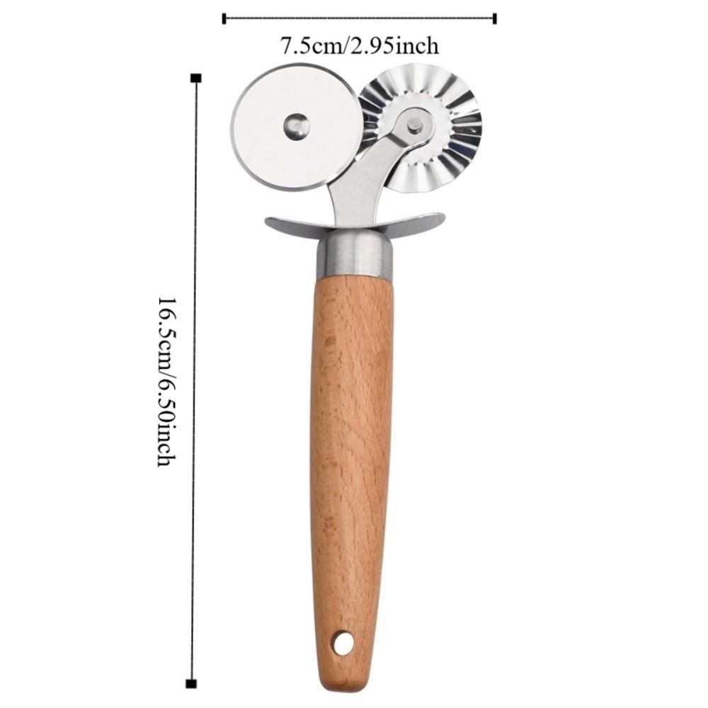 2 in 1 Biscuit Embossing Rolling Wheel Double Wheel Pasta Cutter Ravioli Mold Baking Tool