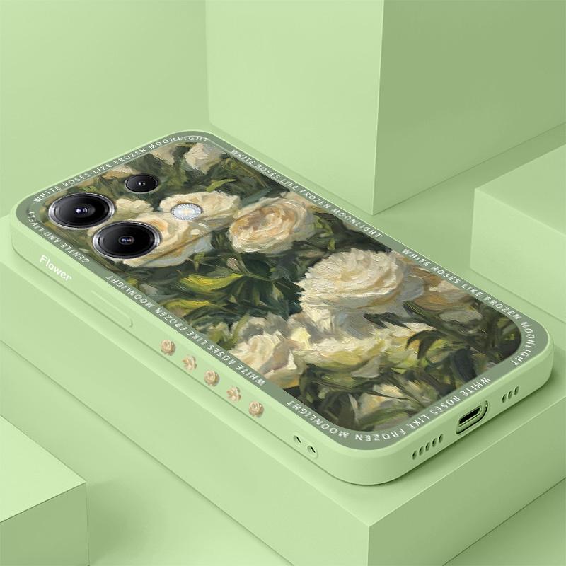 Elegant White Rose Phone Case For Xiaomi Poco F7 X7 X6 F6 M6 M5 M5S F5 X5 F4 X4 M4 F3 M3 X3 Pro 4G 5G GT Silicone Cover