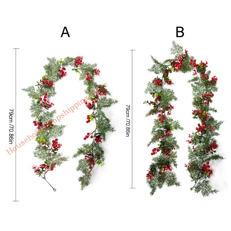 Christmas Greenery Artificial Berries Hanging Plant Ornament for Mantels Staircase Doorway Window Holiday Decorations