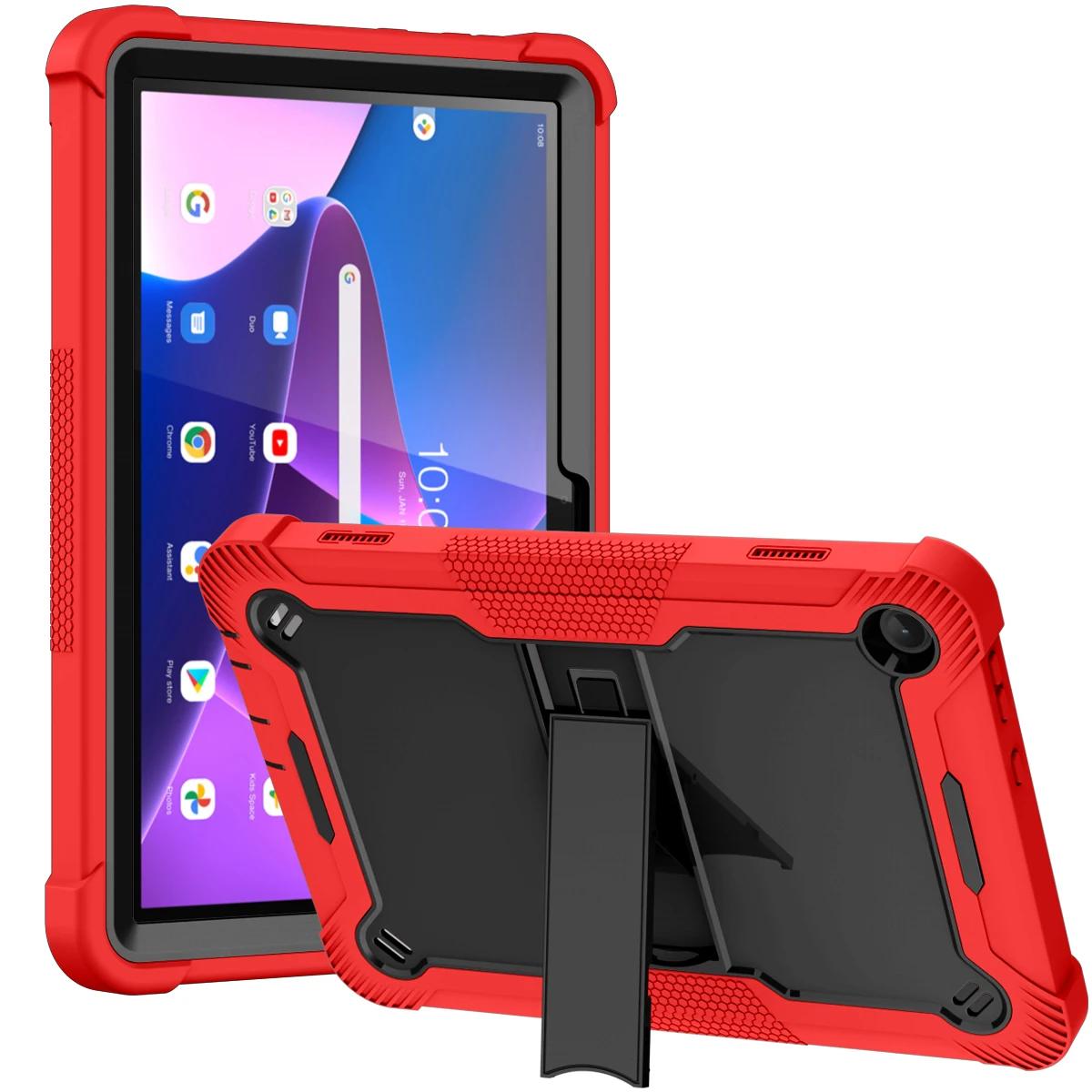 Capa Case com Suporte Armadura Para Lenovo Tab M11 M10 HD 2ª Geração X306F X606X M10 3ª Geração 10.1 TB-328FU Capa Tablet Tab M10 Plus 3ª Geração M10 Gen 3 10.1 TB328 vermelho