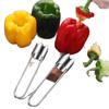 Cortador de sementes de pimentão vermelho, cortador de frutas de aço inoxidável atualizado, cortador de sementes de pimentão vermelho, ferramenta removedora de sementes de pimentão, ferramenta cortadora de pimentão para vegetais