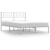 Metal Bed Frame with Headboard White 150 x 200 cm
