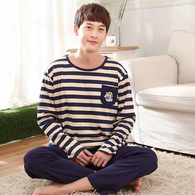 

Чоловічі піжами осінь зима бавовна мультфільм Парний піжамний комплект Повсякденний чоловічий одяг для сну нічний домашній одяг 2XL