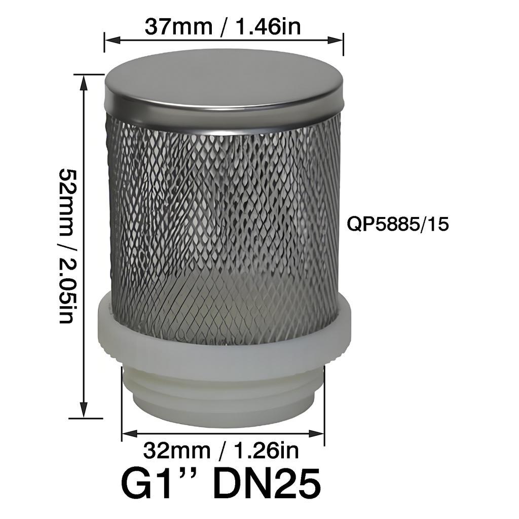 2 Pcs Garden water connection fittings, stainless steel filter mesh, external thread 32mm/1.26in G1 '' water tank filtration
