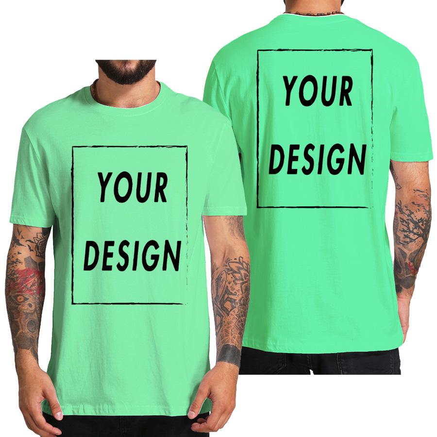 Camiseta Personalizada para Homens Design Eu Amo Seu Próprio Logo Texto Foto Grátis Ambos os Lados Tamanho UE Algodão Camiseta Personalizada