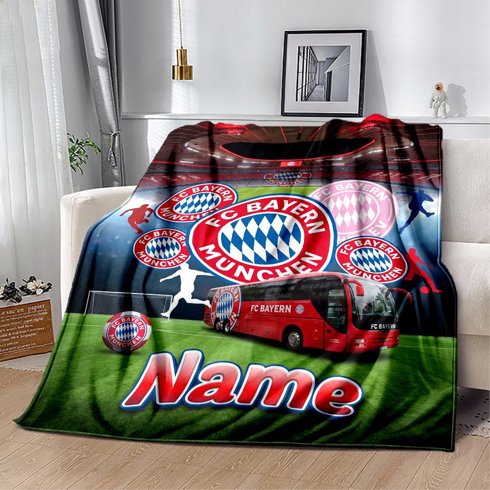 Bayern Munich Fan Gear Customize Your Name Blanket Throw Customizable Blanket Ultra-Soft Throw For Nap Chair Bed Sofa Ideal for All Seasons
