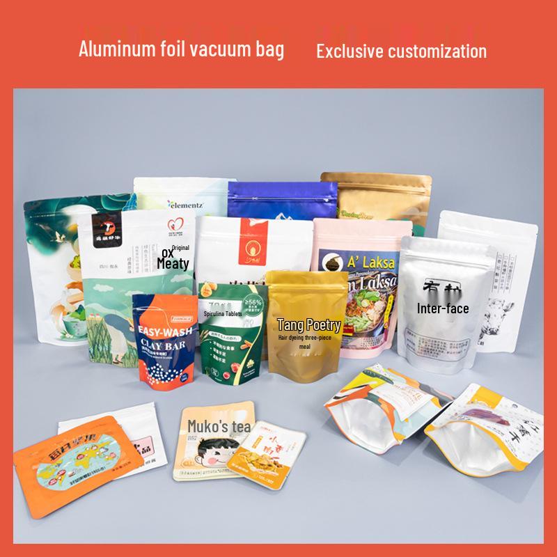 In Stock Light-blocking Aluminum Foil Zipper Lock Bag for Tea, Fish Bait & Food with Printing