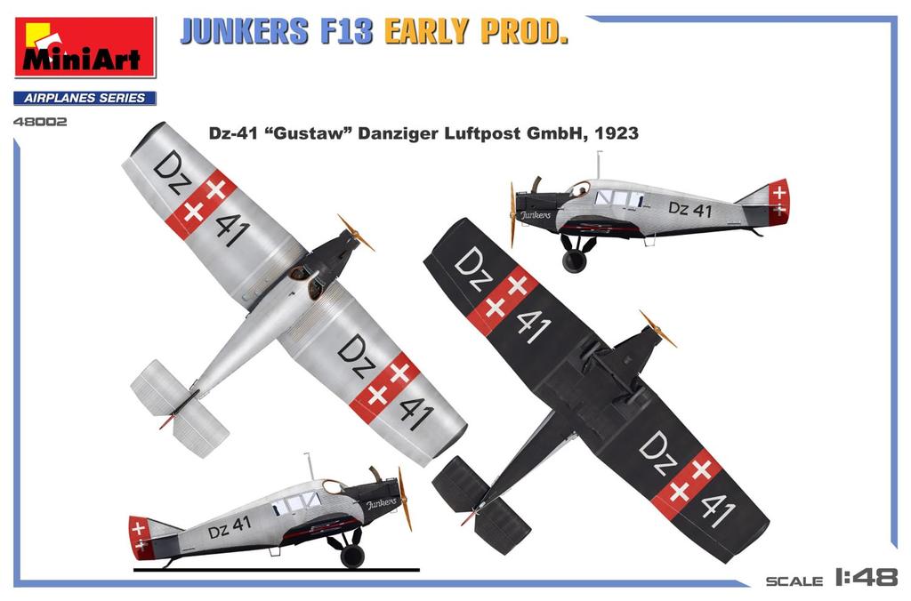MiniArt Junkers F13 Early Production Model Plastic Kit MA48002 1/48