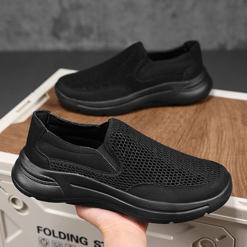Fashion Men's Breathable Sports Casual Shoes Mesh Upper Soft Bottom Dad Store Mid-Aged And Elderly Walking Shoes Low Heel Slip-On