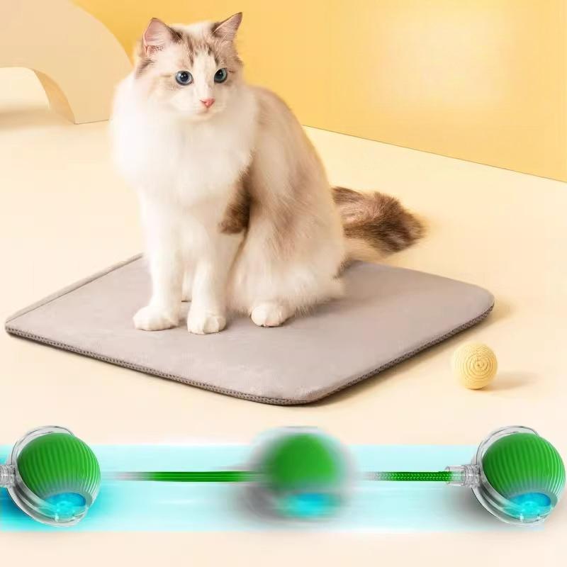 Smart Electric Cat Ball Toy Automatic Rolling Interactive Kitten Teaser Ball with Rope Tail USB Rechargeable Motion Activated Self Play Pet Supplies