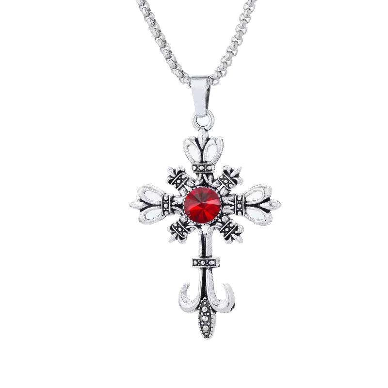 Dark Retro Gothic Cross Necklace - Cyberpunk Choker Pendant
