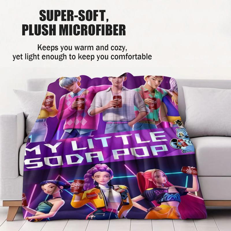 K-POP Huntrix & Saja Boys Flannel Blanket Soft Warm Throw for Sofa Bed Cover Office Nap Cape Travel Camping Anime Fans Kids Gift