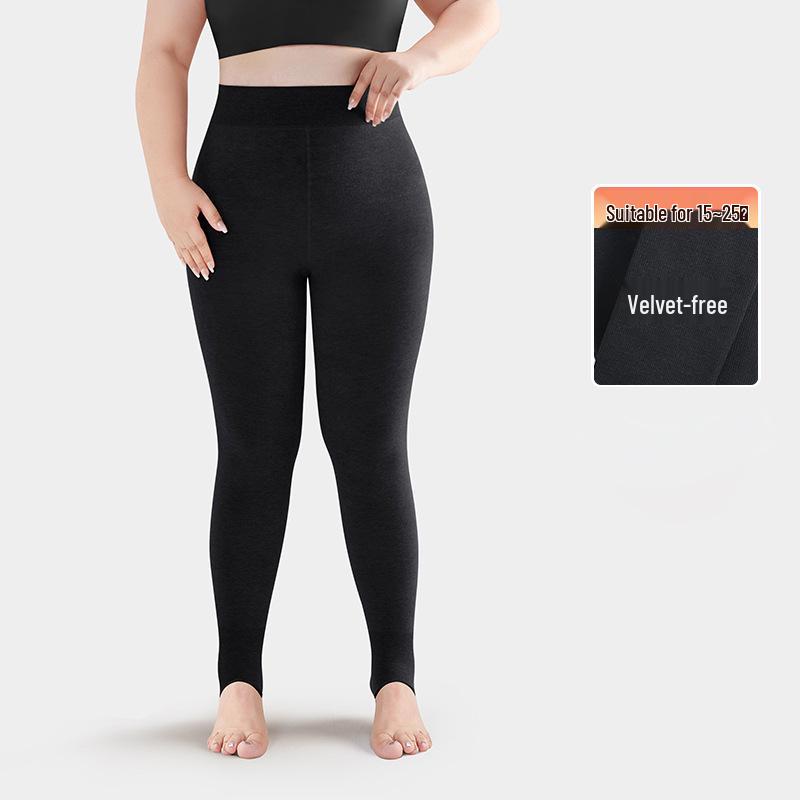 Warm Seamless High-Waisted Footed Leggings for Plus Size Women and Girls - Non-Slip Autumn/Winter