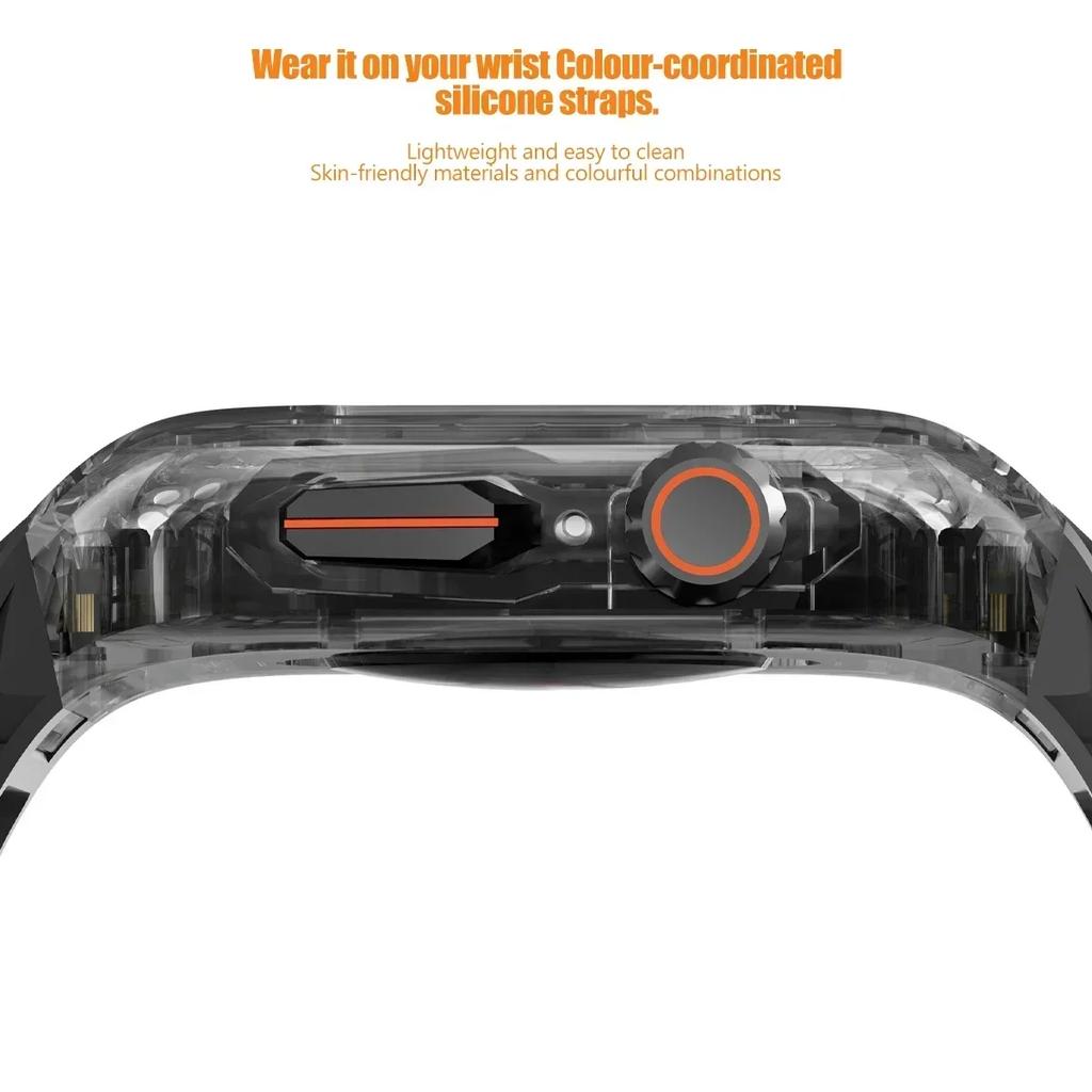 Transparent Modification Kit For Apple Watch Series11 46mm Strap 45mm 41mm Case for IWatch Series 10 9 8 7 44mm 40mm 654SE Rubber Band Refit Mod