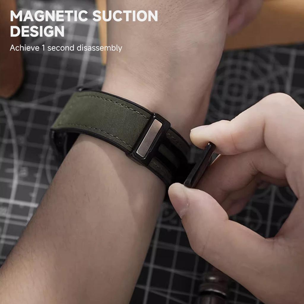 Leather Band for Samsung Galaxy Watch 8/8 Classic Magnetic Strap Silicone Bracelet for Galaxy Ultra 2025/7ultra Quick Fit Correa