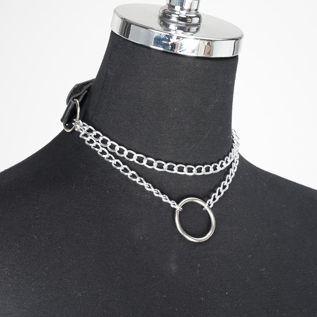 Women'S Fashion Leather Chain Collar Gothic Necklace Daily Accessories Neck Chain Dress Up Accessories