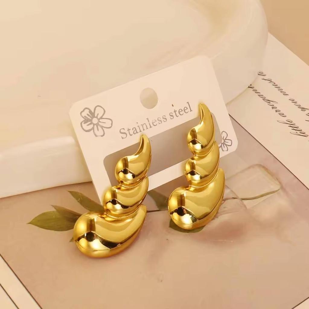 European American Trendy Cross-Border Punk Cold Wind Stainless Steel Earrings Geometric Irregular Drop Fashion Jewelry
