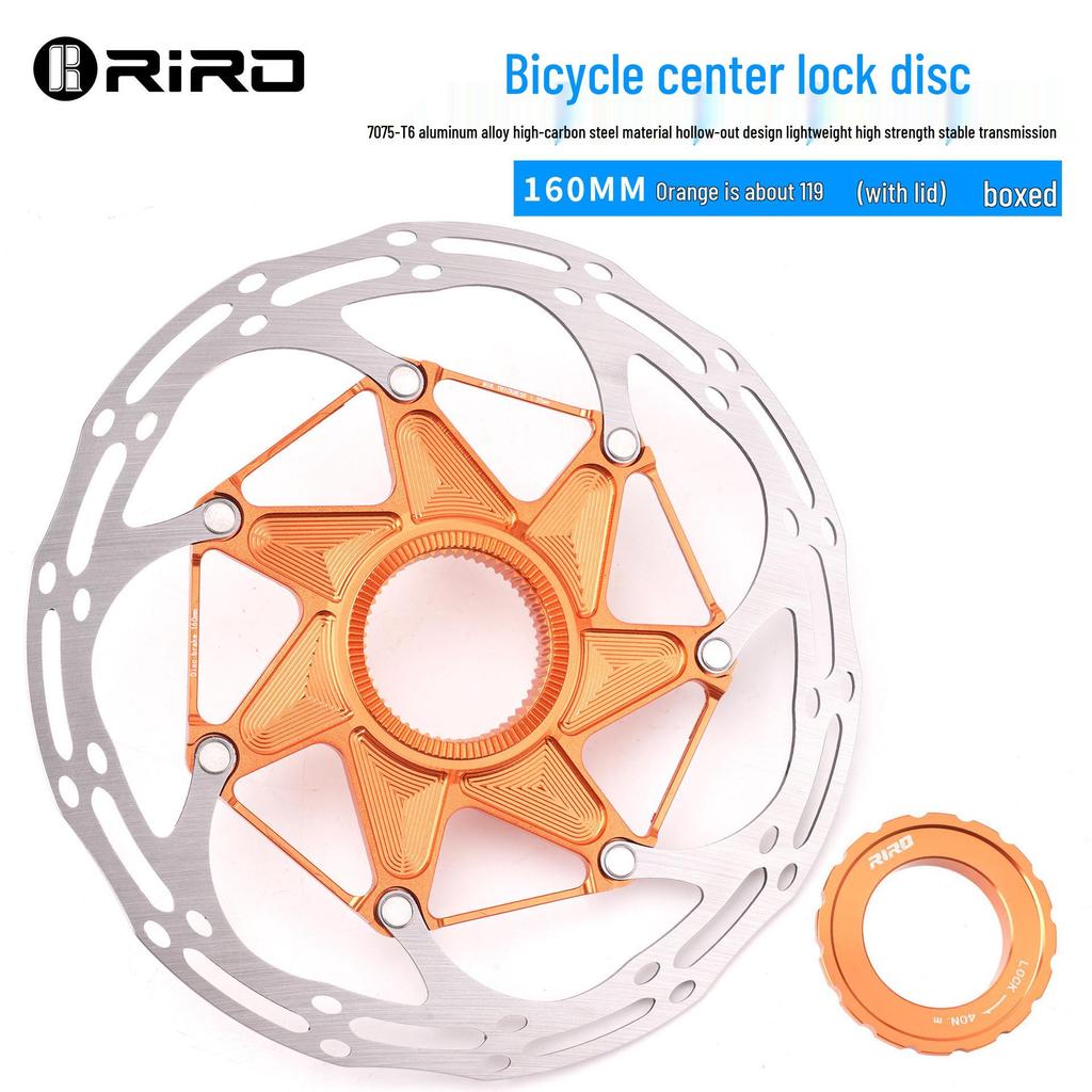 RIRO Ultra-light Center Lock Disc Brake Rotor for Mountain and Road Bikes, 140/160MM, Heat Dissipation.