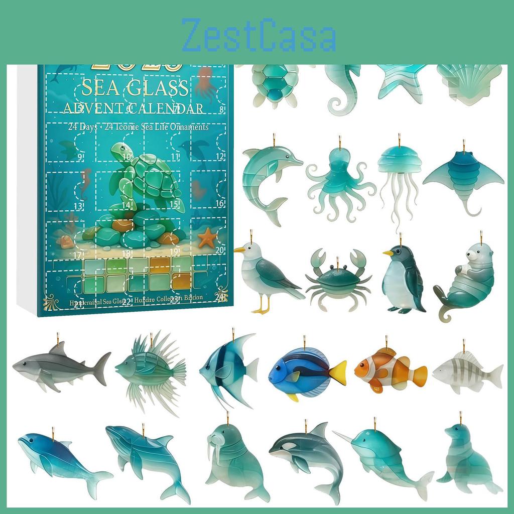 Marine Life Advent Calendar With Acrylic Animal Figures For Holiday Gift And Party Favors