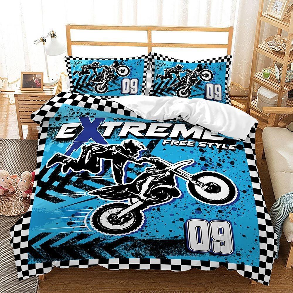 3D Sports Car Pattern Bedding Set Motorcycle Car Printed Down Duvet Cover Pillowcase Single Double Bed Home Decoration Youth Gift