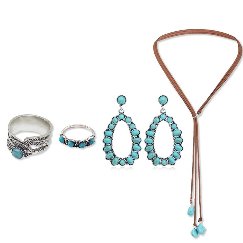 

Turquoise Pendant Necklace Set Western Styles Necklace Women Vintage Necklace for Women and Men