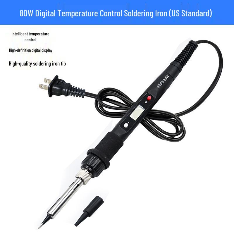 Adjustable Temperature 60W/80W/120W Electric Soldering Iron with Digital Display - Inner-Heated EU Standard Repair Kit.
