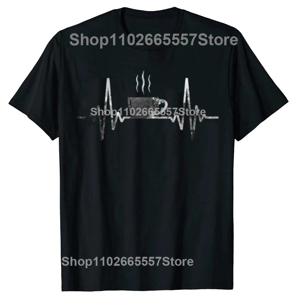 Funny Heartbeat Coffee Graphic Tshirts Men Womens Fashion Casual Tshirt 100 Cotton Loose Oversized Coffee Cup T Shirt