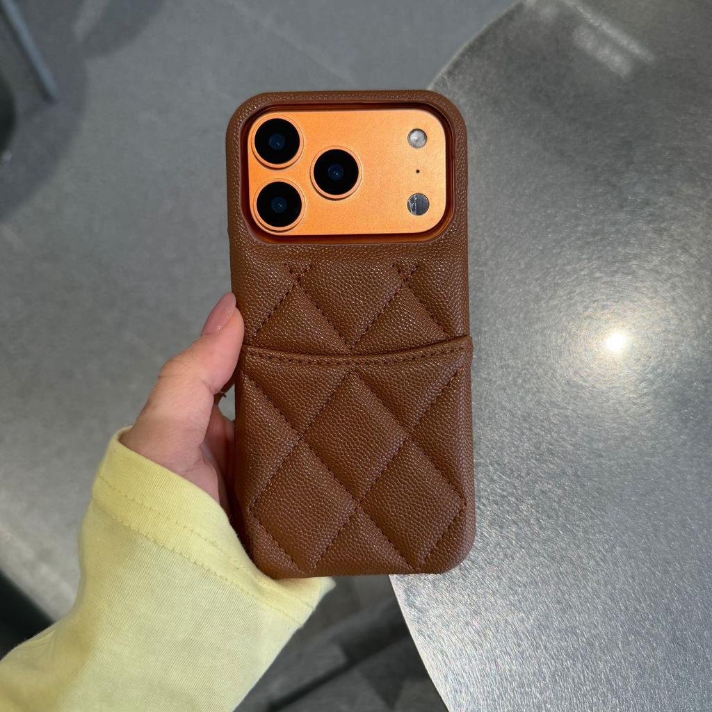 Xiaoxiangfeng rhombus card leather pattern is suitable for Apple 17Promax mobile phone case iPhone16 solid color 15/14/13
