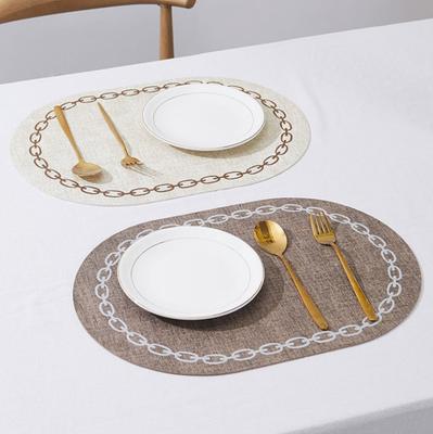 Ovaler Tischuntersetzer Kunstleder Küche Esstisch Cremefarbene Tischunterlage Luxuriöser Platzset Tischgeschirr Café Unterlage Küchenzubehör