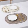Oval Table Placemat Faux Leather Kitchen Dining Cream Table Pad Luxury Place Mat Tableware Cafe Pad Kitchen Accessories