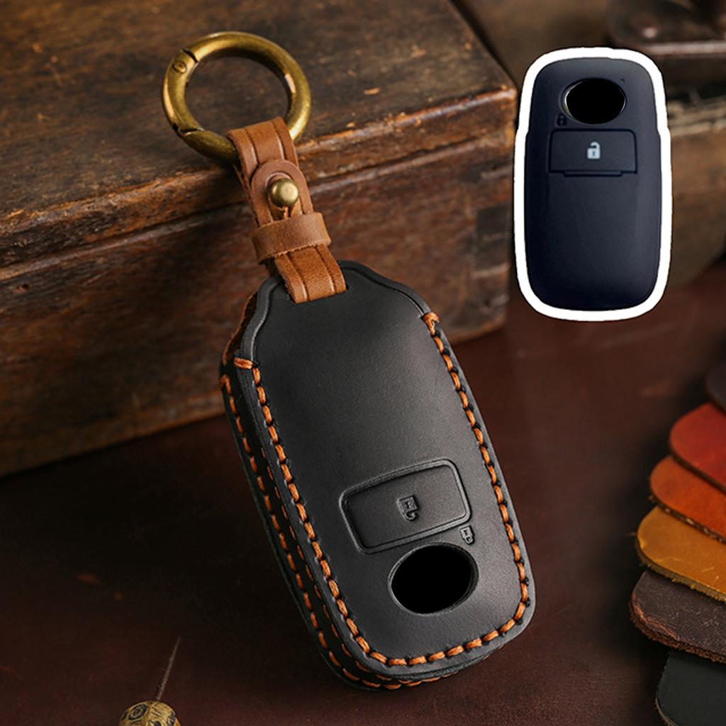 2 3 Bottons Genuine Leather Auto Key Fob Cover Case Key Fob Remote Fit For Toyota Malaysia Perodua Yaris Ativ Raize Veloz Avanza Rush Daihatsu Key