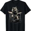 Cat Playing Drums I Cat Music T-Shirt (2)