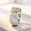 European and American Color Separation Winding X Ring Type Multi-layered, Fully Diamond-studded, Interlocking Cubic Zirconia Women's Ring
