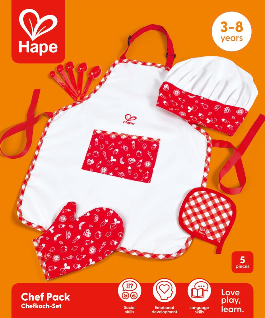 Hape Pretend Play Apron x x 5 Ages 3 and Wooden Pretend Play E3162 Set, 20.5 24.5 cm, Up, Toy,