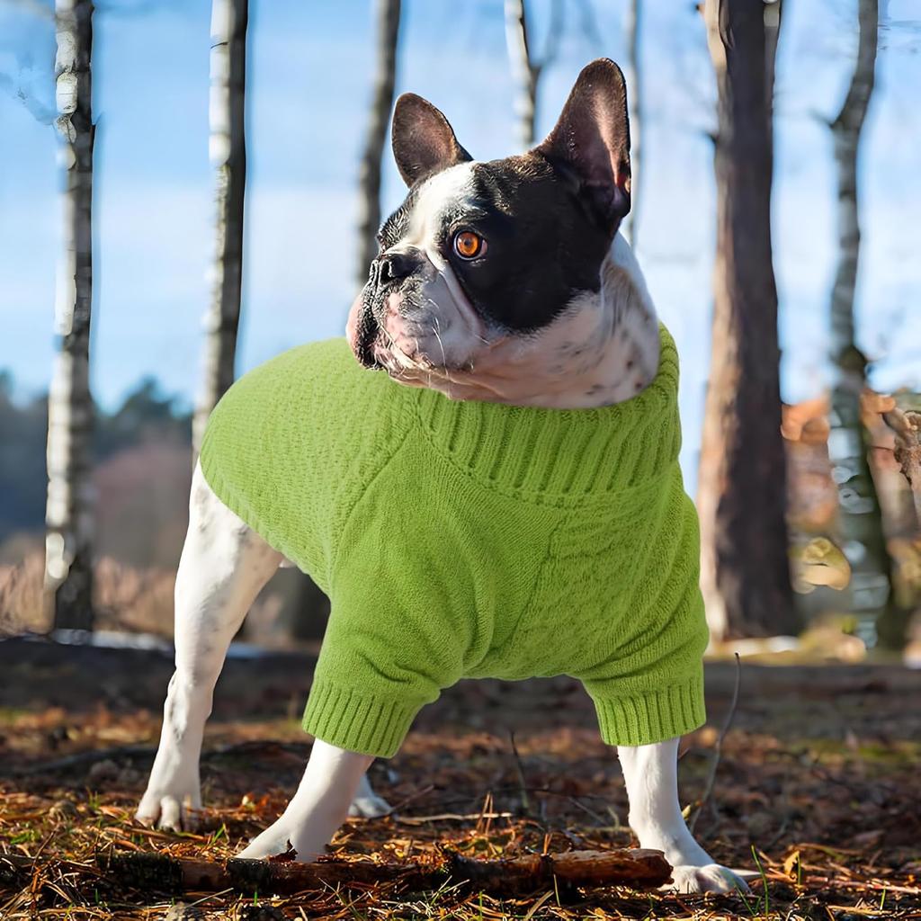 Kuoser XS Dog Sweater, Warm Winter Fall Puppy Sweaters for Extra Small Dogs Boy Girl, Solid Pullover Turtleneck Knit Sweater Thick Long Sleeve