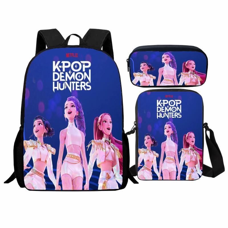 Set da Scuola a Tre Pezzi Huntrix Kpop Witch Hunters K-Pop Studente, Zaino Borsa Astuccio