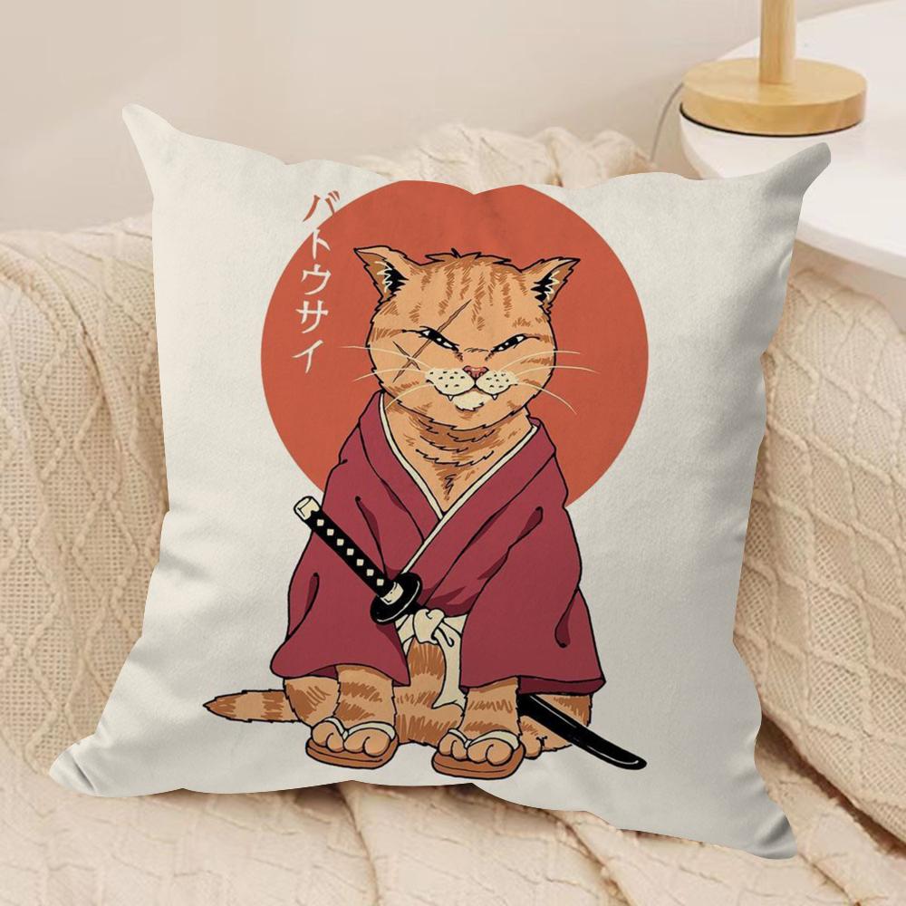 

Japanese Style Cat Cushion Cover Soft Plush Fabric Double-Sided Printed Sofa Cushion Cover for All Seasons Home Decor Gift 30cmx30cm