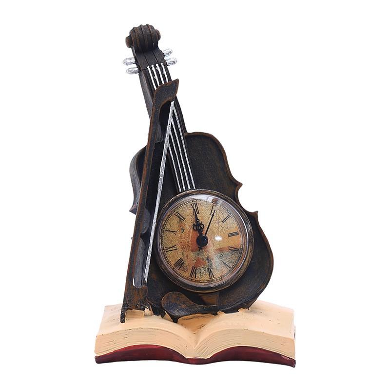 Resin Desk Clock With Book Violin Decor Luxury Home Office Gift Christmas