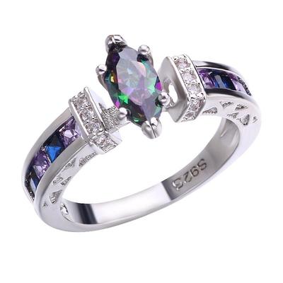 Kleurrijke Ovalen Zirconia Ring voor Dames - Trendy Europese & Amerikaanse Mode