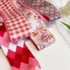 Flower Silk Scarf Pink Scarf Hair Band Retro Printed Scarf  Women