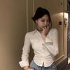 Pure Desire Wind White Jk Waist Shirt Women Long Sleeve Spice Girls Uniform Blouse Basic Slim Short Tops Autumn Plus Size