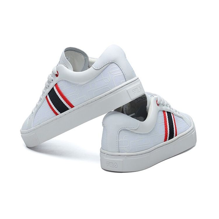 FILA 1911 Synthetic Leather Non-Slip Shock Absorbing Wear-Resistant Lightweight Low-Top Skate Shoes Women Sneakers White F12W124345FWT