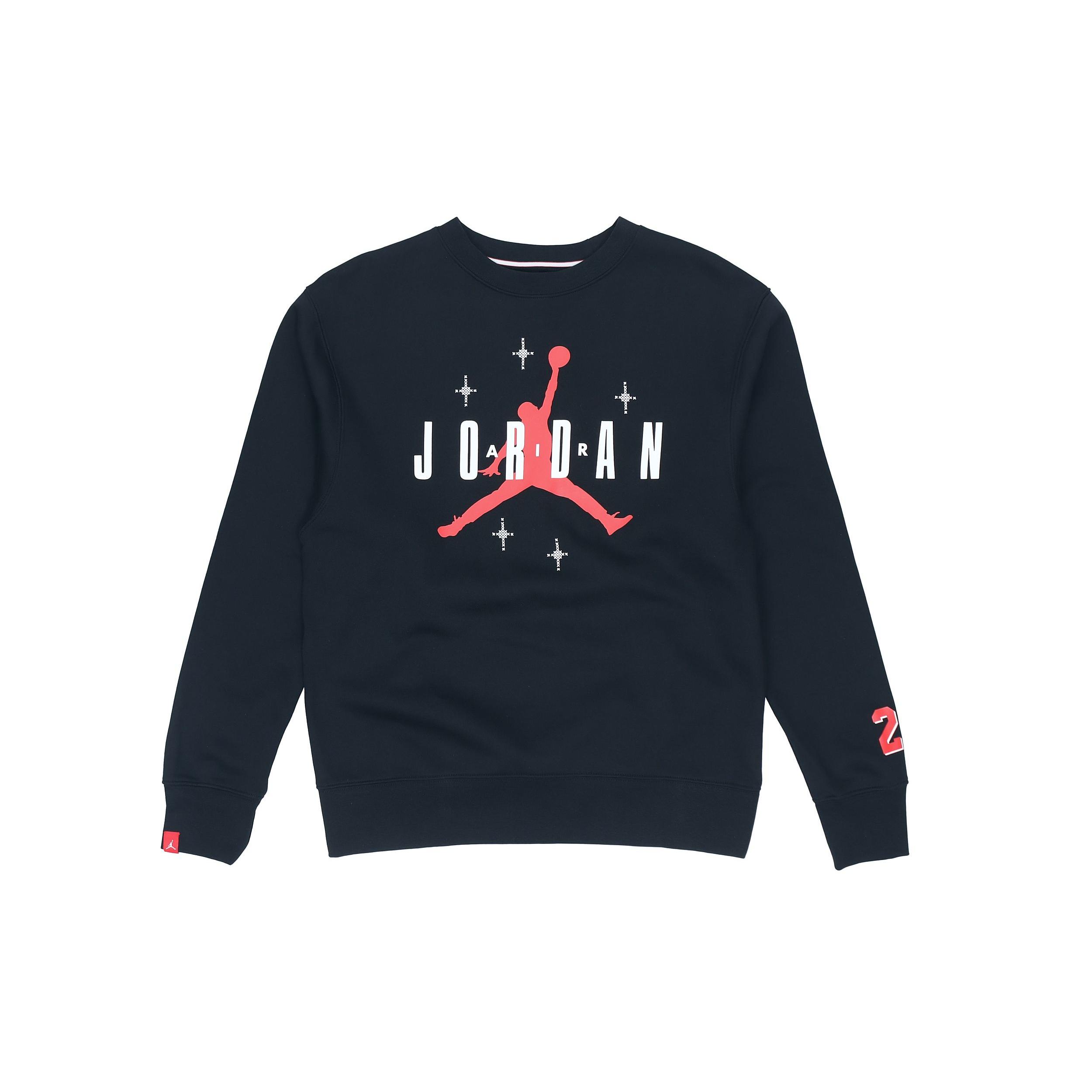 Men s Air Jordan Athleisure Casual Sports Round Neck Pullover Black DO9153-010 XL