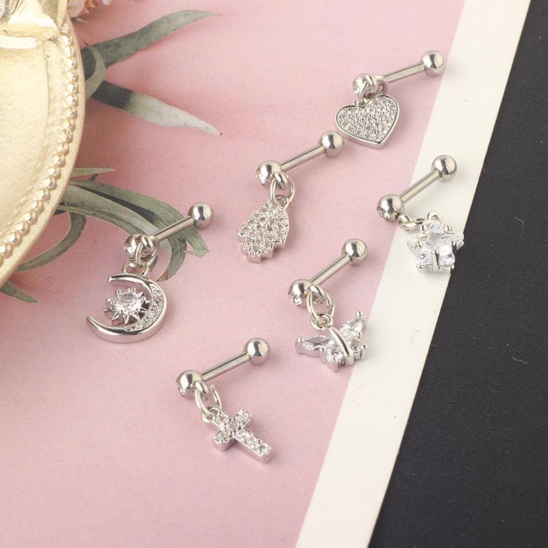 Love Heart Zircon Titanium Steel Ear Studs for Women