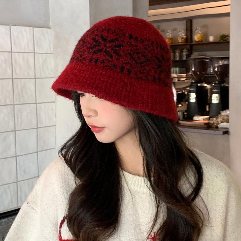 

Осенне-зимняя мода Вязаная шапка-бини с узором снежинки Корейская универсальная холодостойкая и теплая шапка Повседневная уличная шапка для большой головы Женская average size