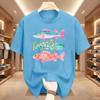 Preppy Fish Tshirt Unisex Summer Coastal Fish Beach Tshirts Causal Round Neck Printed Cotton Short Sleeve T Shirts Unisex Tops