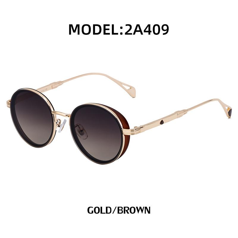 Vintage Oval Frame Men'S Sunglasses Premium Side Bag Small Frame Sunglasses Fashion Trendy Metal Full Frame Glasses