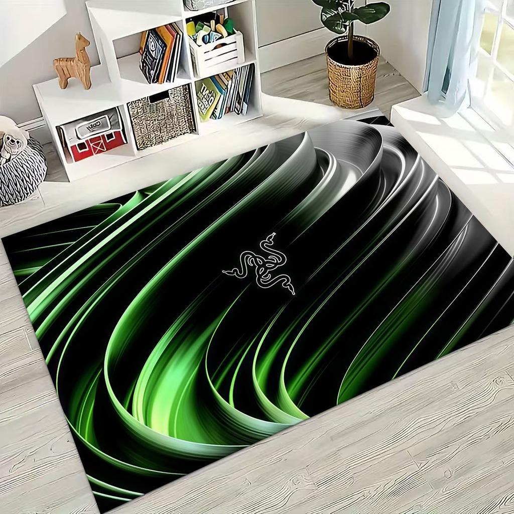 Fashion Razer Logo Moto Art Rug for Bedroom Living Room Sofa Home Doormat Decor, Large Kid Non-slip Floor Mat