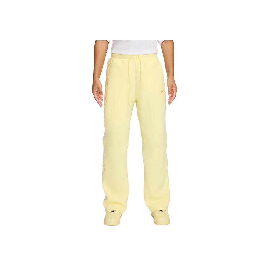 Nike Nocta Tech Brand Logo Lace-Up Comfortable Solid Color Sports Long Pants Men Pants Lemon-Yellow Bright-Sulfur FD8461-821