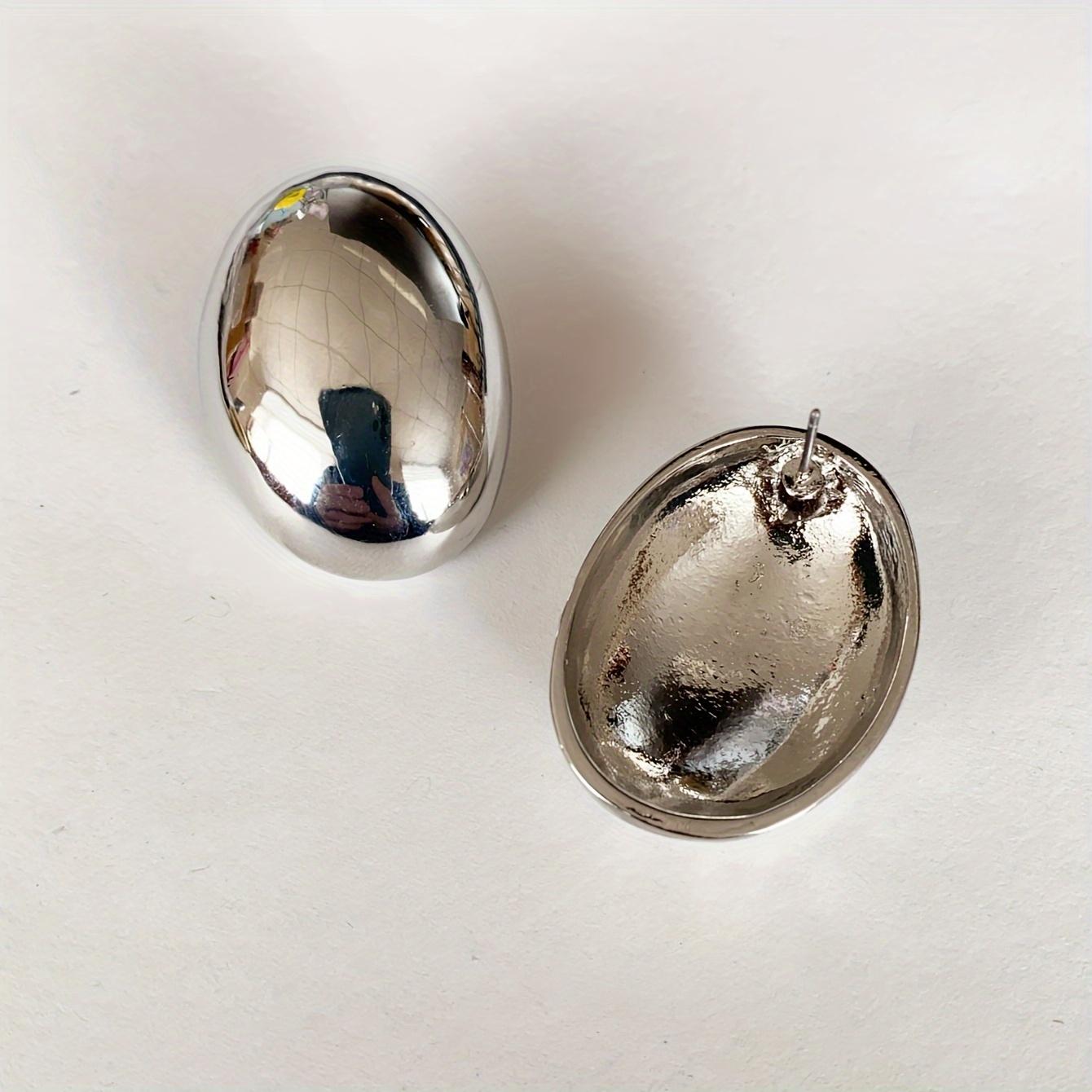 

Золотые глянцевые серьги-пусеты в виде яичной скорлупы, винтажные минималистичные украшения для женщин, идеально подходящие для повседневной носки и вечеринок, подарок на фестиваль Рамадан, универсальные серьги серебряный